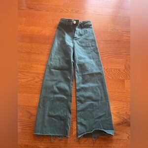 Women's ZARA Green Wide-Leg Jeans